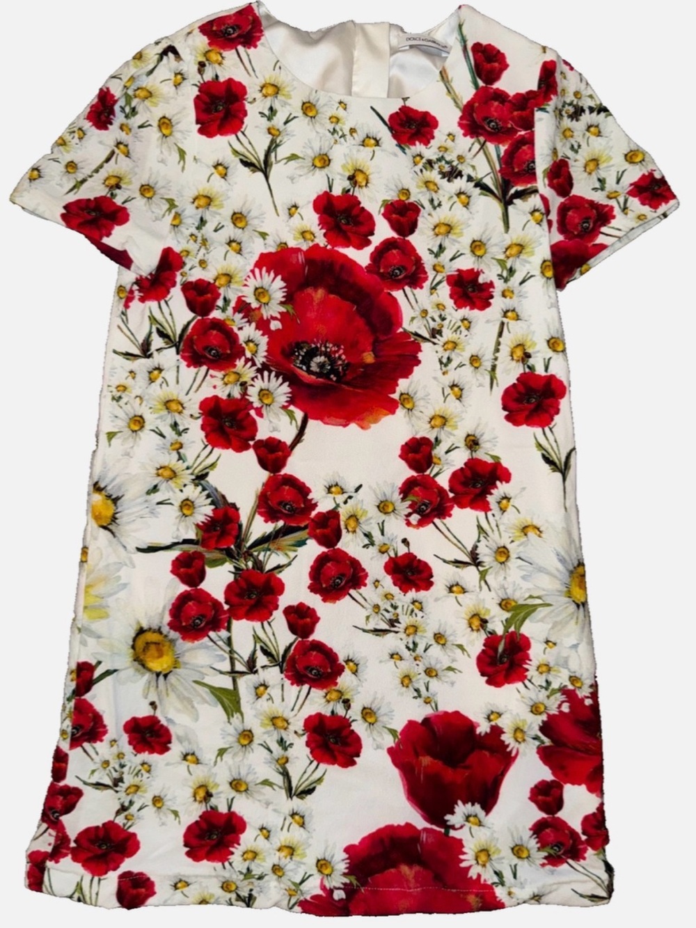 Dolce & Gabbana Poppy & Daisy Print Short Sleeve Dress Mini Dress- Girls